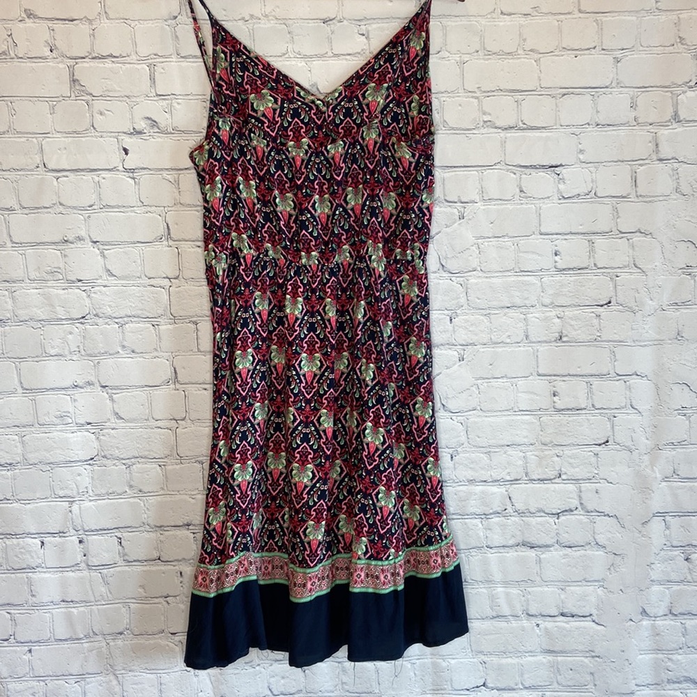 Pretty Garden Floral Navy, Green, and Pink Multicolored Spaghetti Strap Dress - Picture 13 of 13